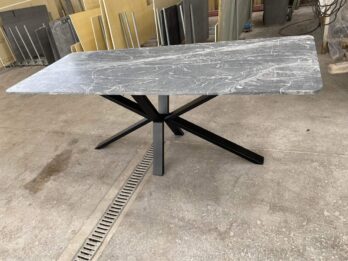 table de jardin granit pied acier anti corrosion